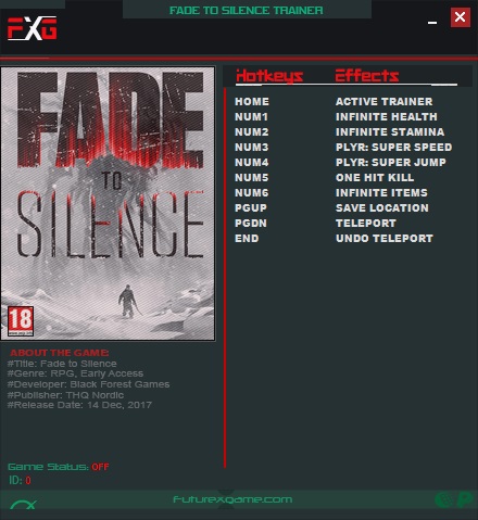 Fade To Silence v1.0.626 (64Bits) Trainer +7